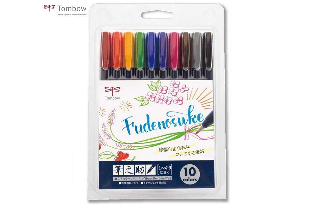 Zestaw brush penów Fudenosuke Hard 10 kolorów
