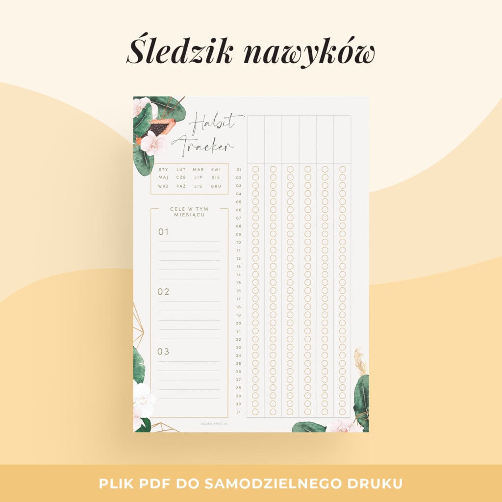 Habit tracker – Planer nawyków “Tropiki” do druku | Format A4