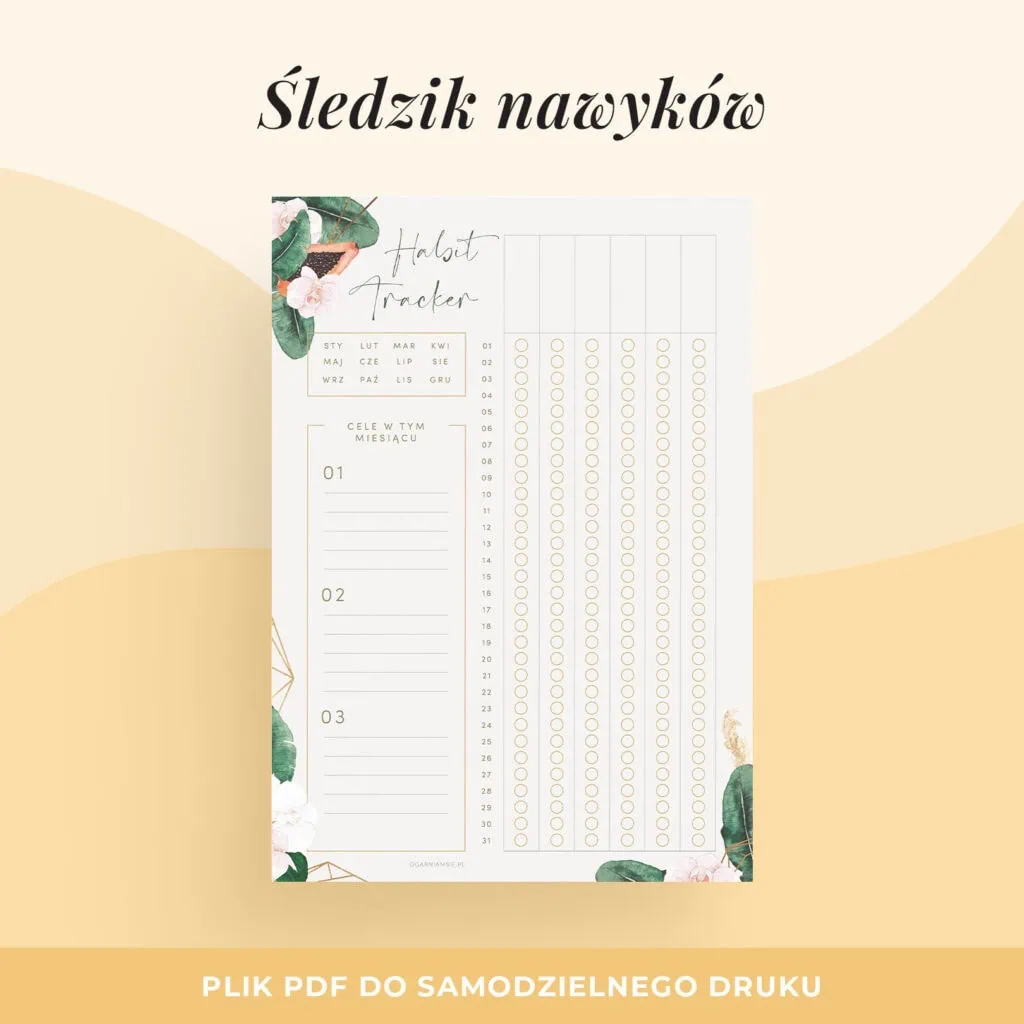 Habit tracker – Planer nawyków “Tropiki” do druku | Format A4