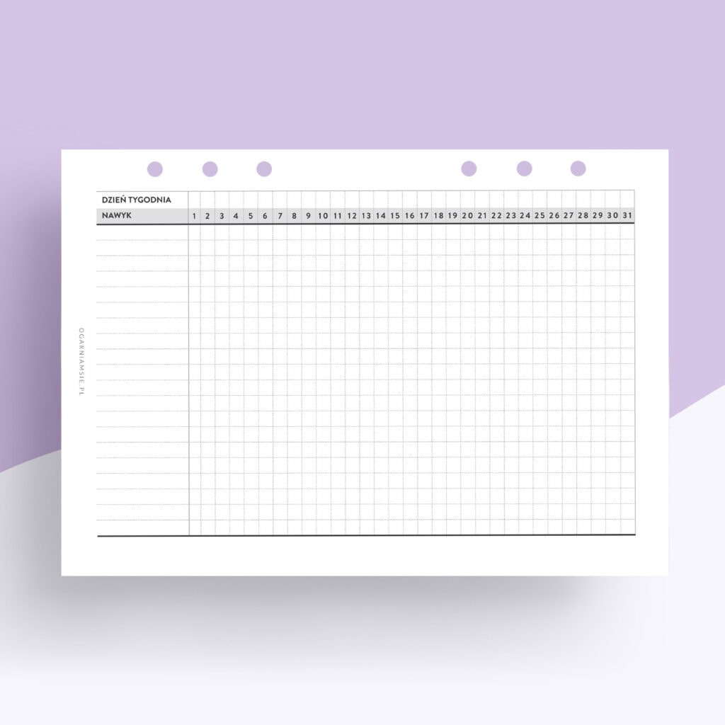 Habit tracker - wkład do organizera