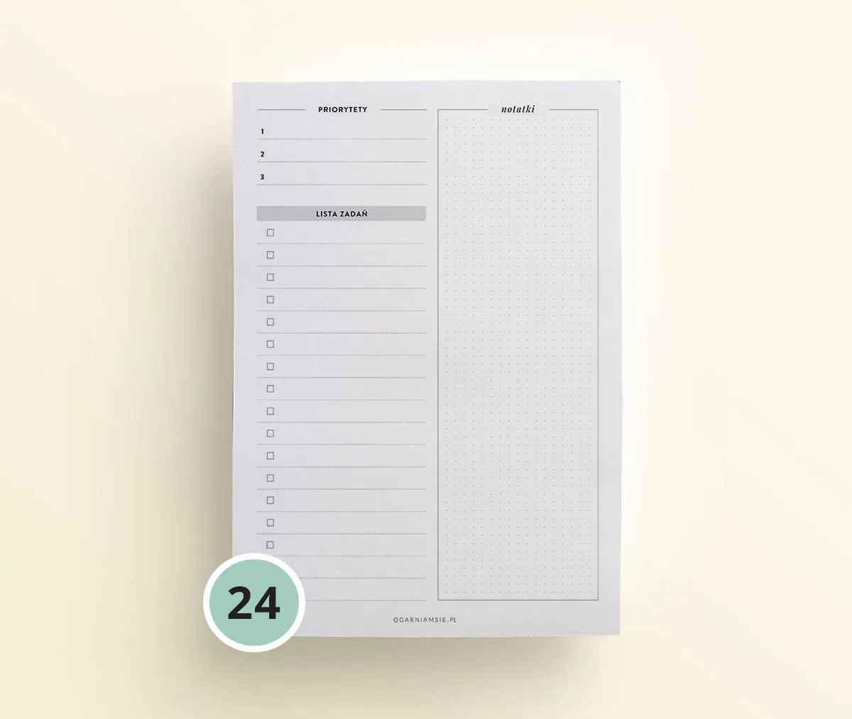Lista zadań, dodatek do planera mockup 2
