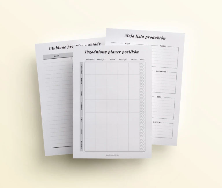 planer posiłków, dodatek do planera mockup