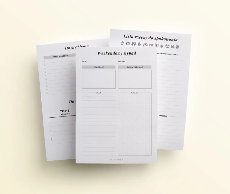 planer wyjazdów, dodatek do planera mockup