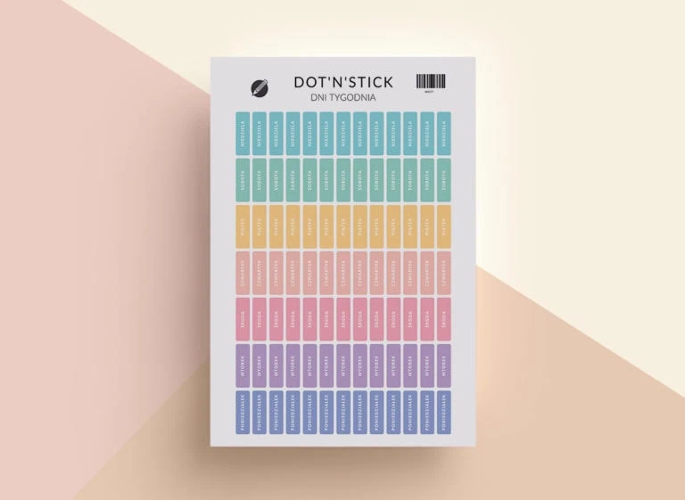 Dni tygodnia naklejki dot'n'stick mockup