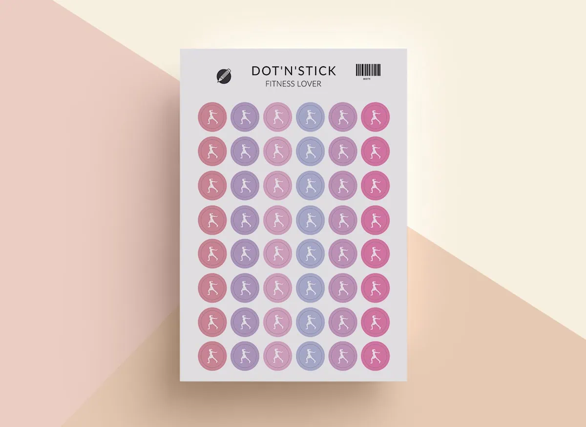 Fitness lover naklejki dot'n'stick mockup