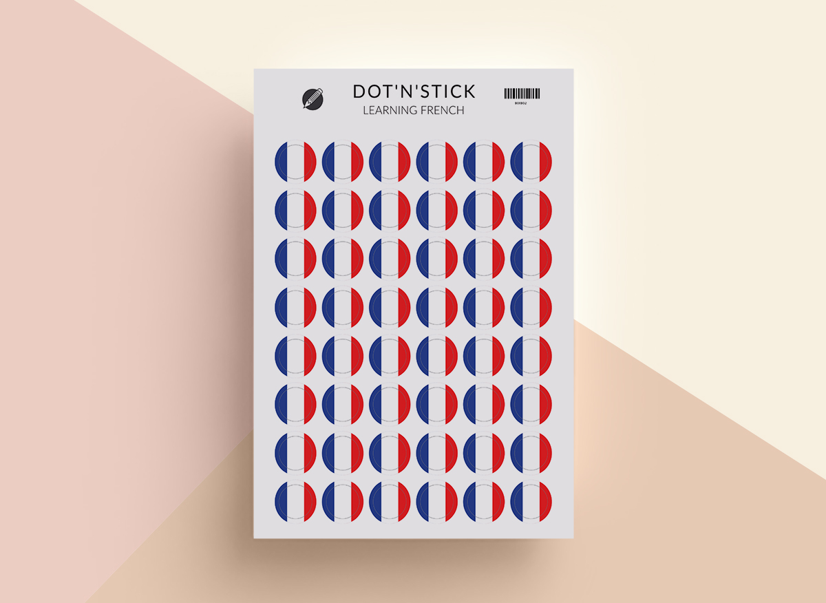 Learning French naklejki dot'n'stick mockup