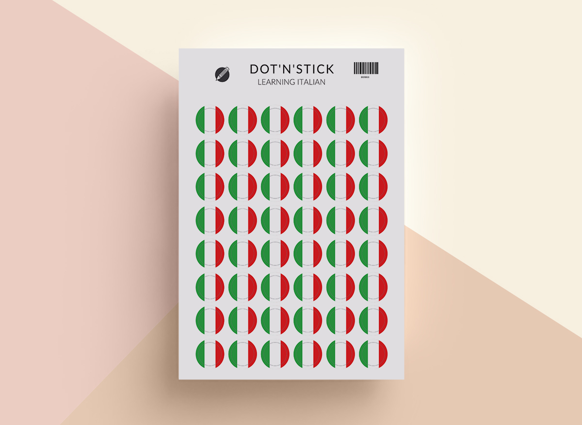 Learning Italian naklejki dot'n'stick mockup