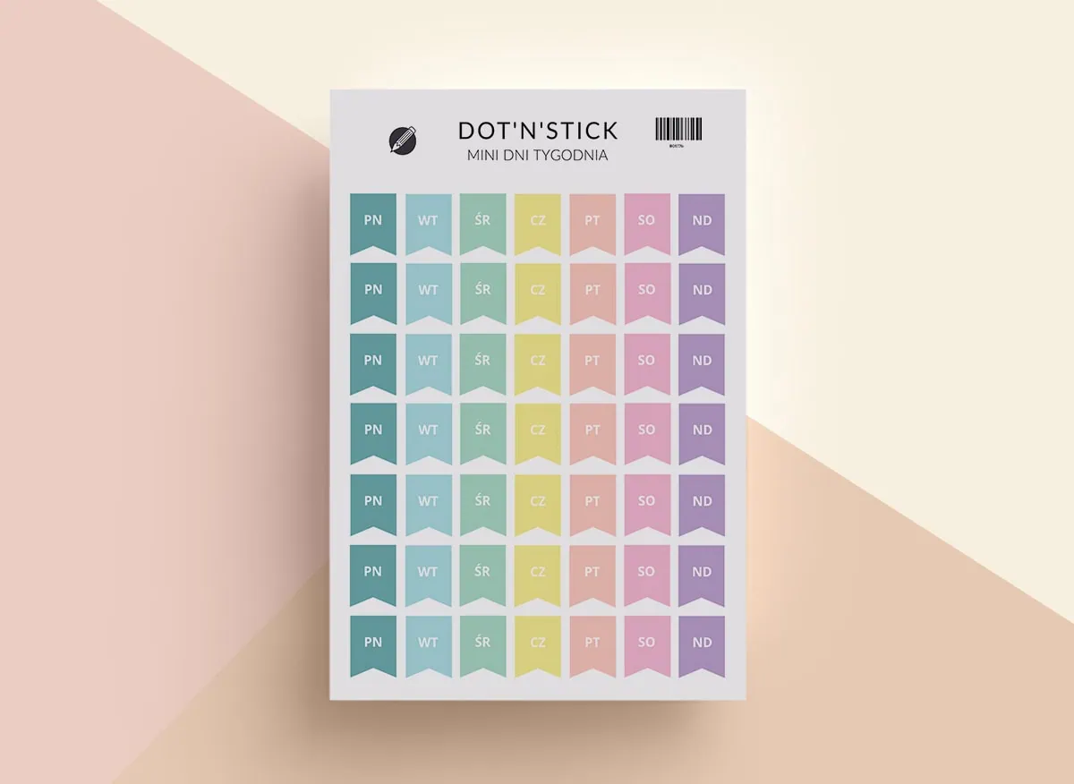 Mini dni tygodnia naklejki dot'n'stick mockup