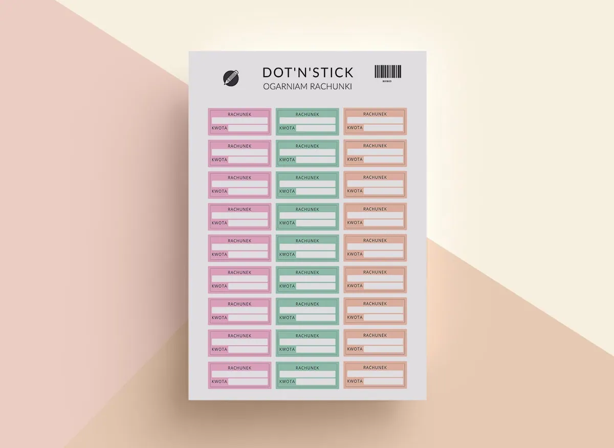 Ogarniam rachunki naklejki dot'n'stick mockup