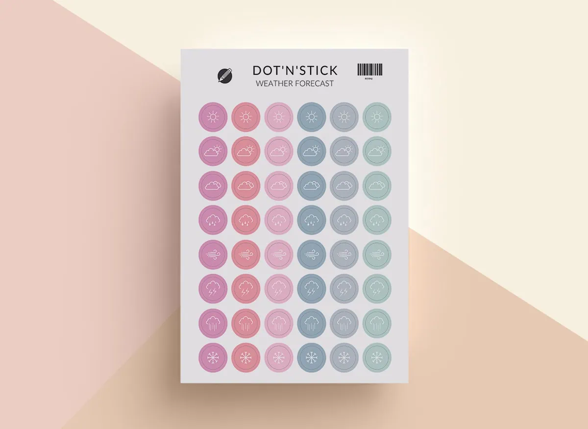 Weather forecast naklejki dot'n'stick mockup