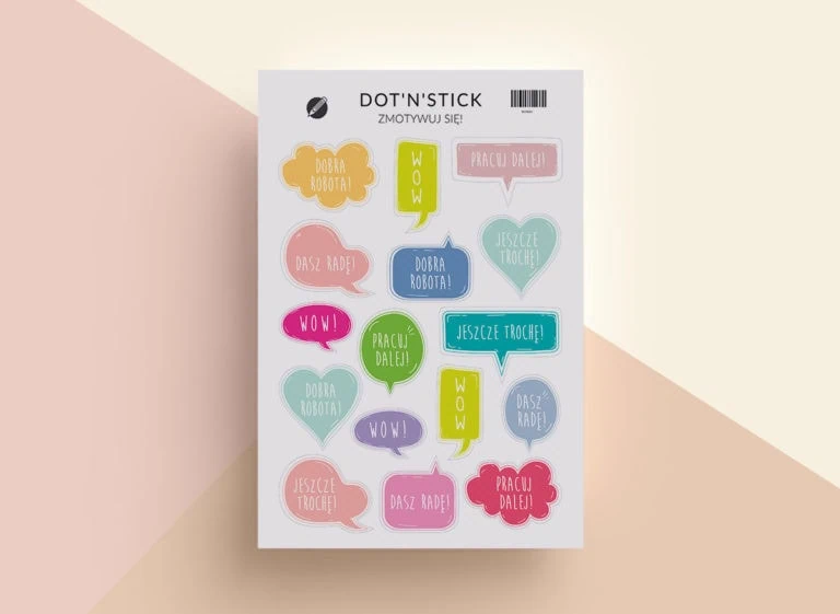Zmotywuj się naklejki dot'n'stick mockup