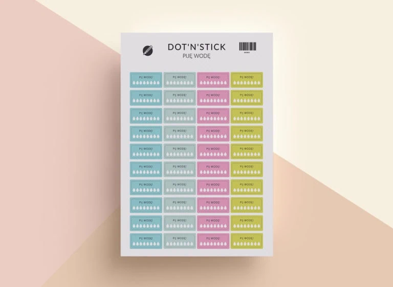 Piję wodę naklejki dot'n'stick mockup