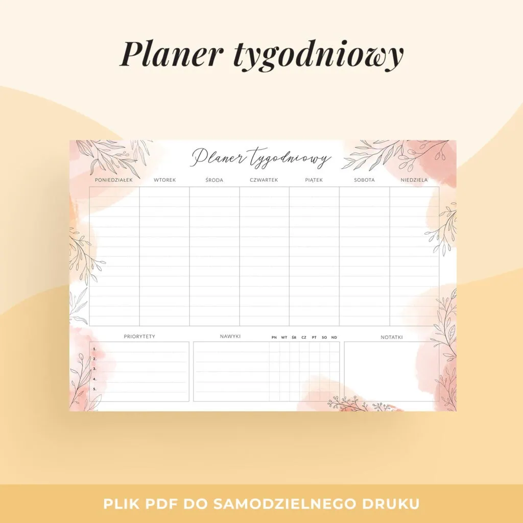 Planer tygodniowy do druku “Złota Jesień” | Format A4