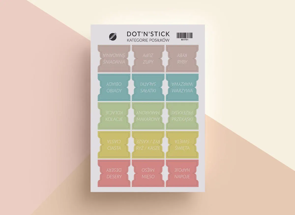 Naklejki - zakładki "Kategorie posiłków"