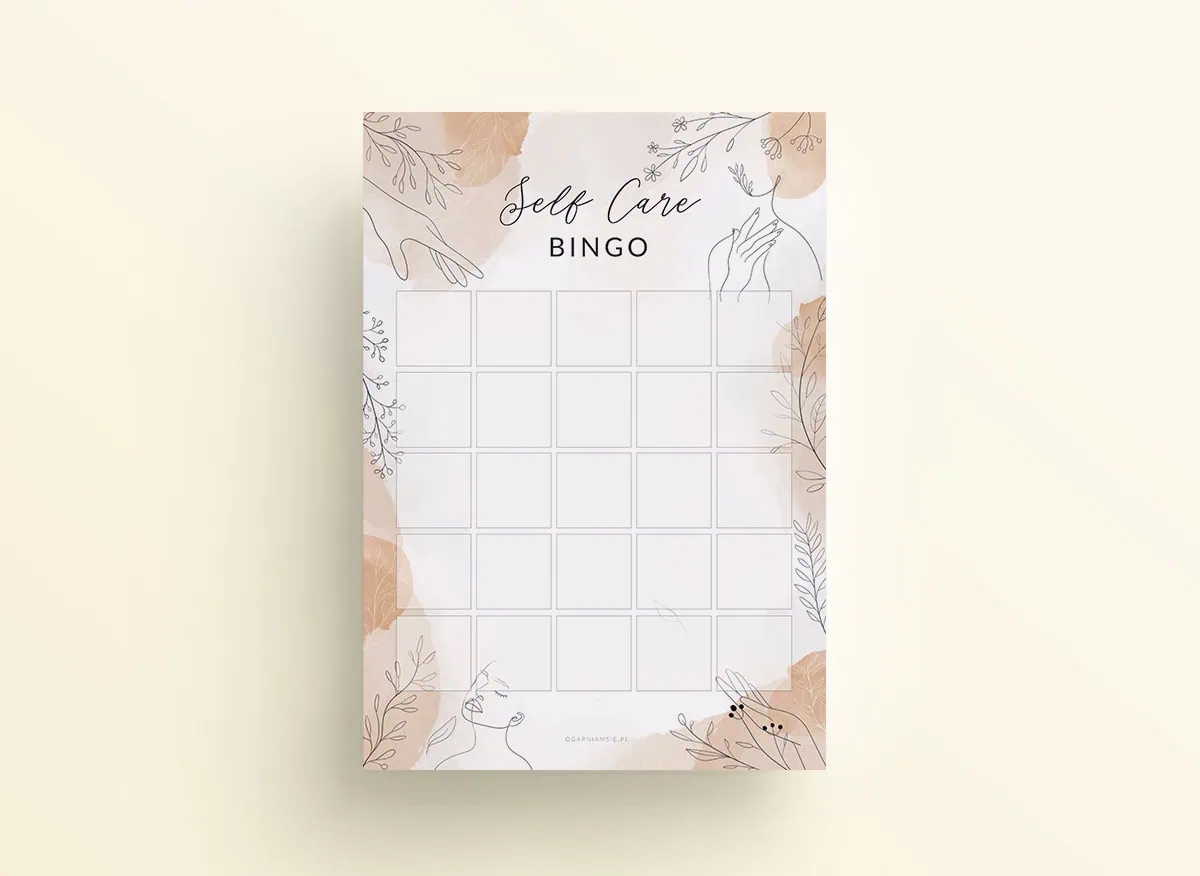 Self Cafe Bingo – Planer dbania o siebie do druku | Format A5 - obrazek 2