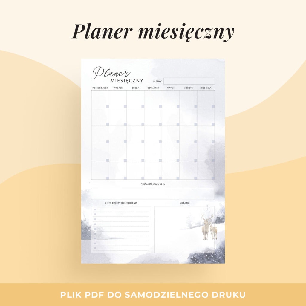 Planer miesięczny do druku “Zimowe Opowieści” | Format A4