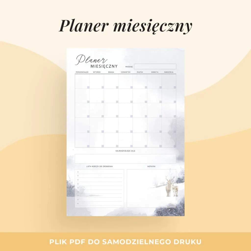 Planer miesięczny do druku “Zimowe Opowieści” | Format A4