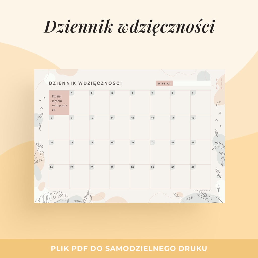 Dziennik Wdzięczności Minimal – planer wdzięczności do druku | Format A4