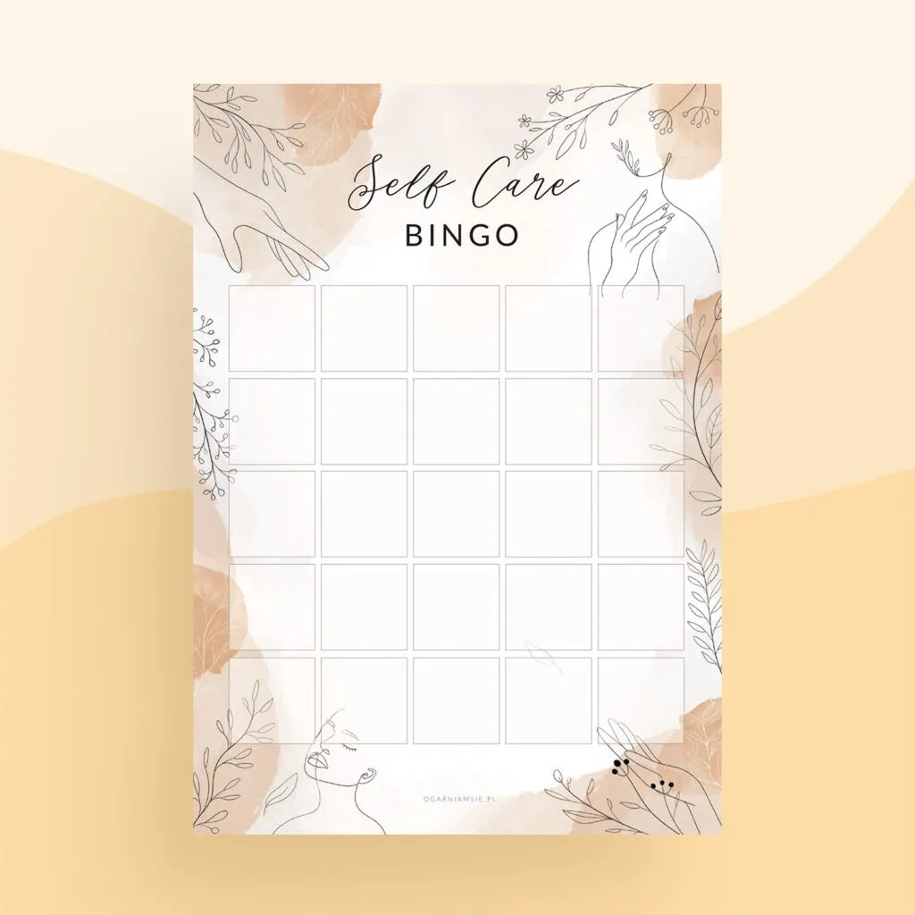 Self Cafe Bingo – Planer dbania o siebie do druku