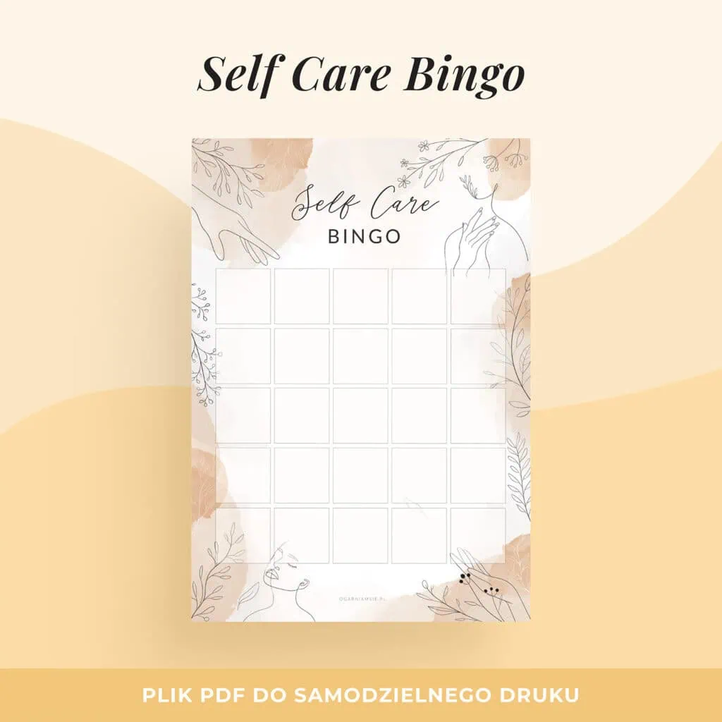 Self Cafe Bingo – Planer dbania o siebie do druku | Format A5