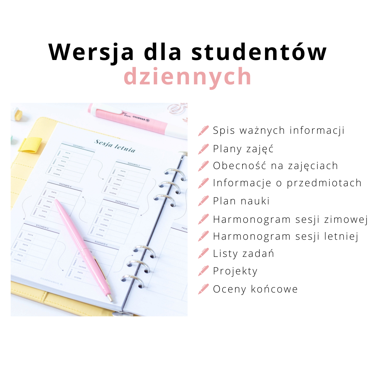 planer studenta wersja dla studentów dziennych