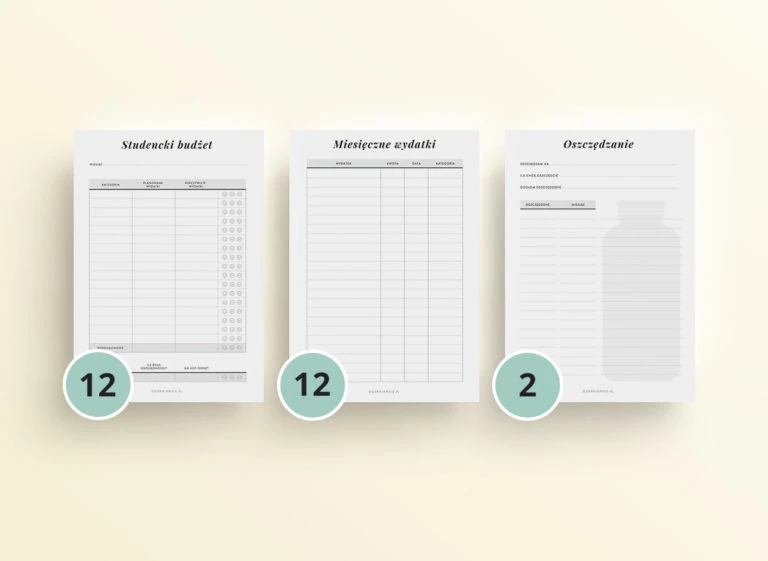 planer studenta budżet studencki mockup numerki