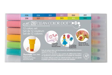 Zestaw pisaków do robienia kropek Kuretake ZIG Clean Dot - 12 kolorów
