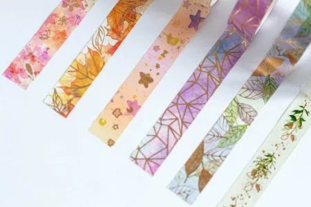 Zestaw taśm ozdobnych - Kwiaty w złocie - wzory