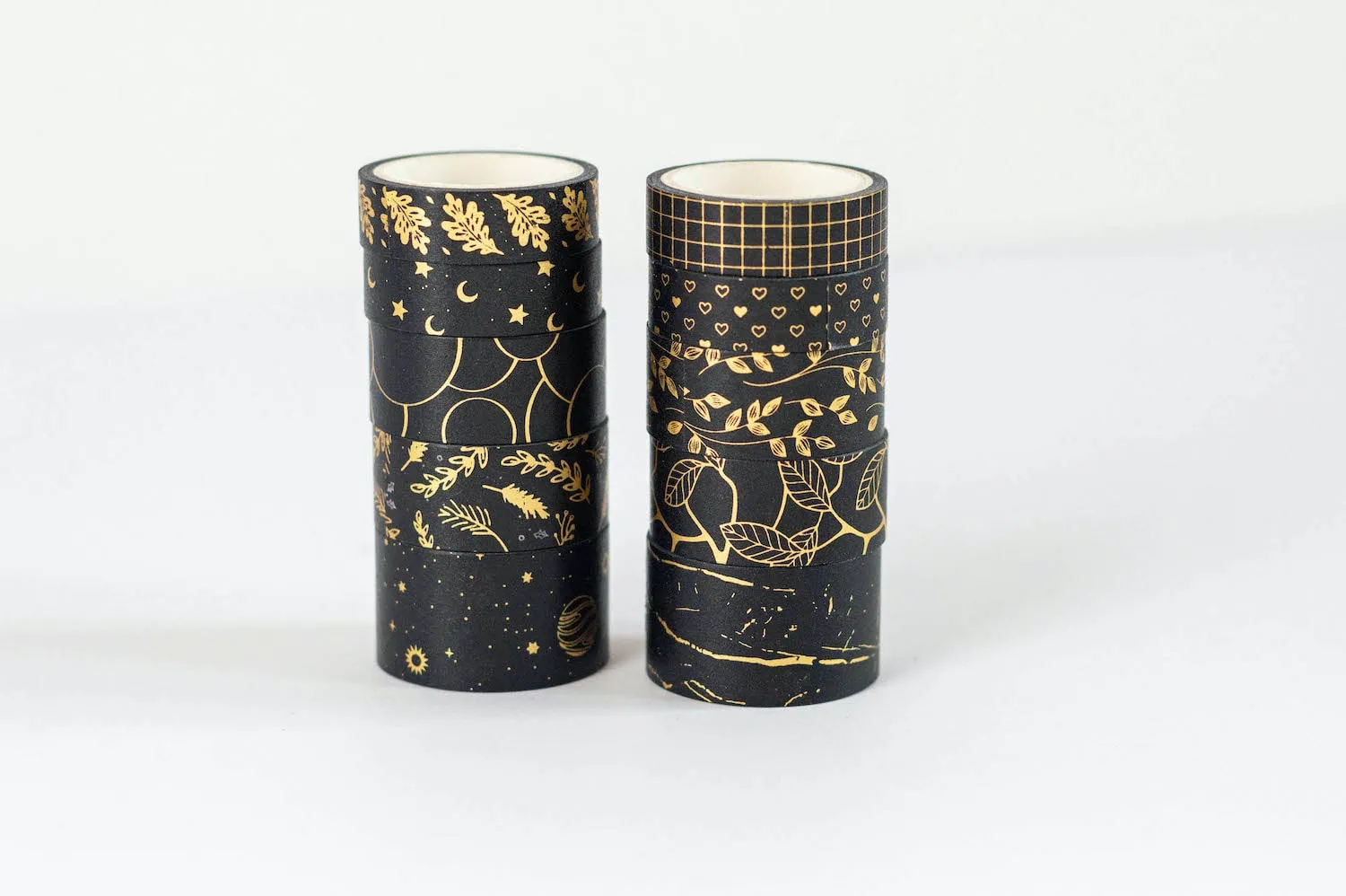 Zestaw taśm ozdobnych złoto i czerń stosik