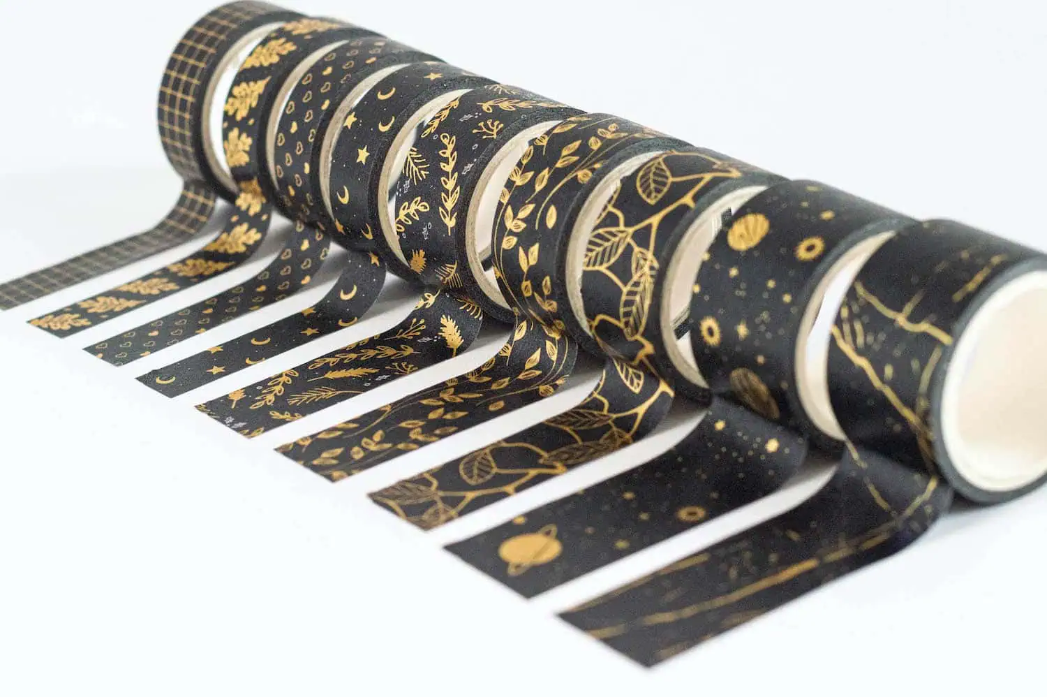 Zestaw taśm ozdobnych złoto i czerń - wszystkie wzory