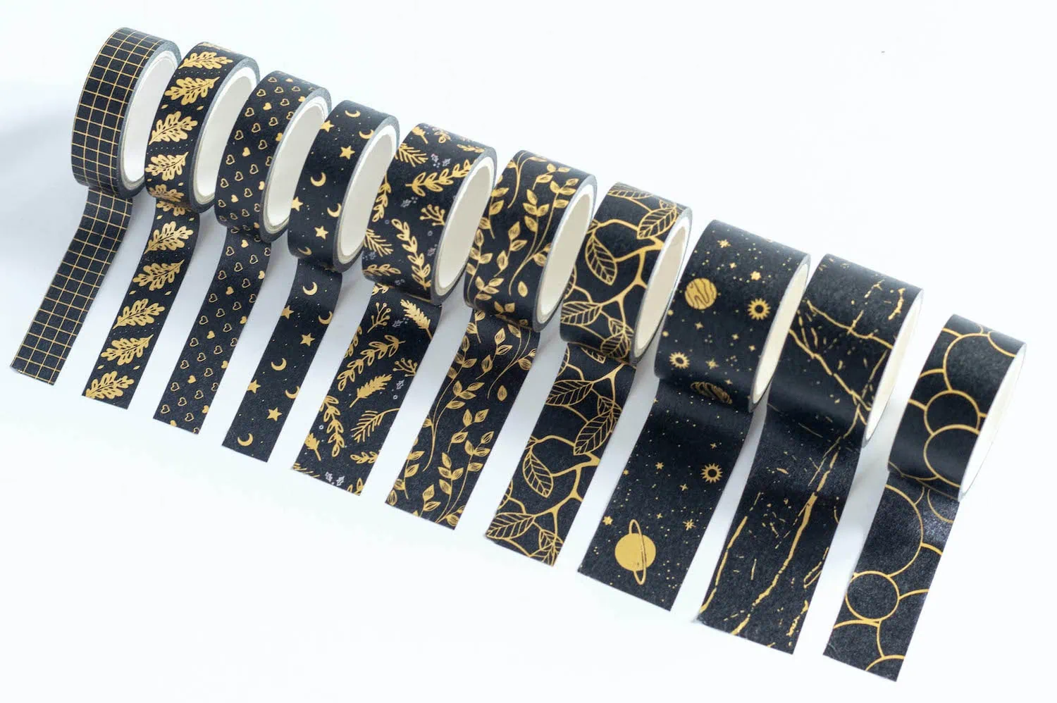 Zestaw taśm ozdobnych złoto i czerń - 12 wzorów