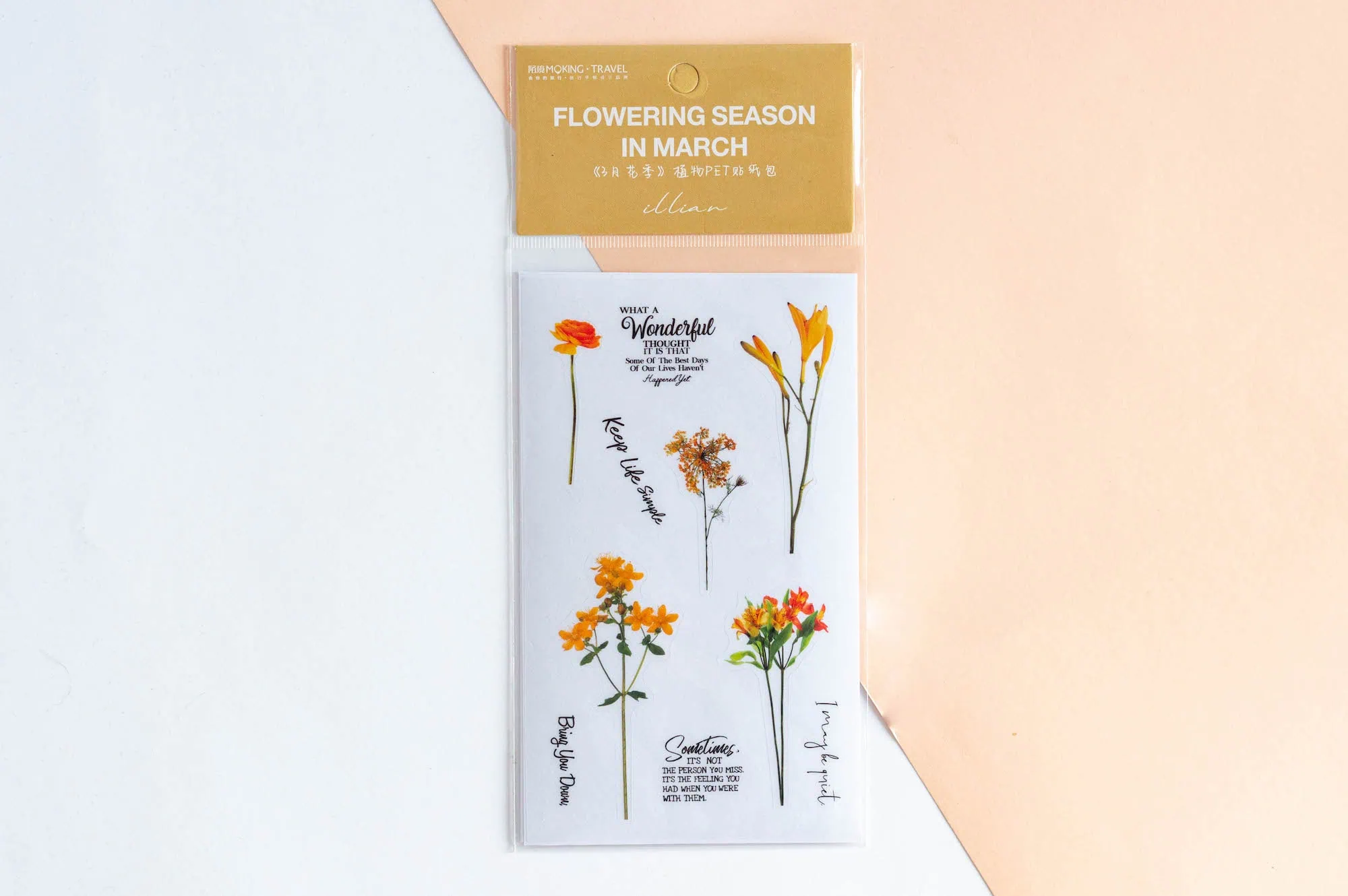 Zestaw 3 arkuszy naklejek w kwiaty - opakowanie