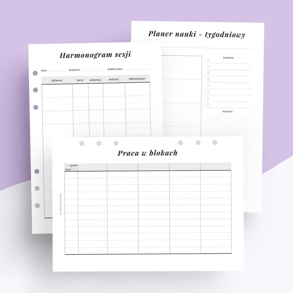 Planer sesji - wkład do organizera