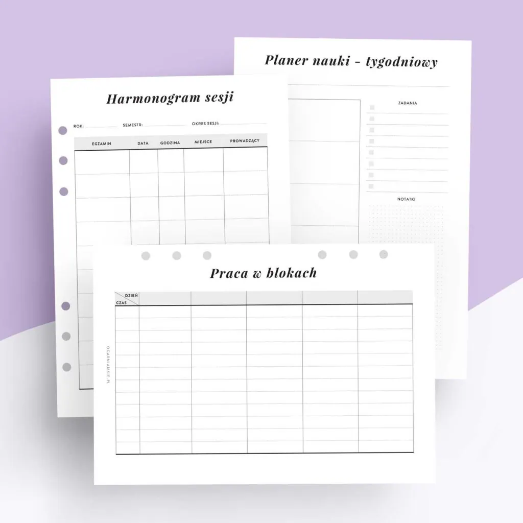 Planer sesji - wkład do organizera
