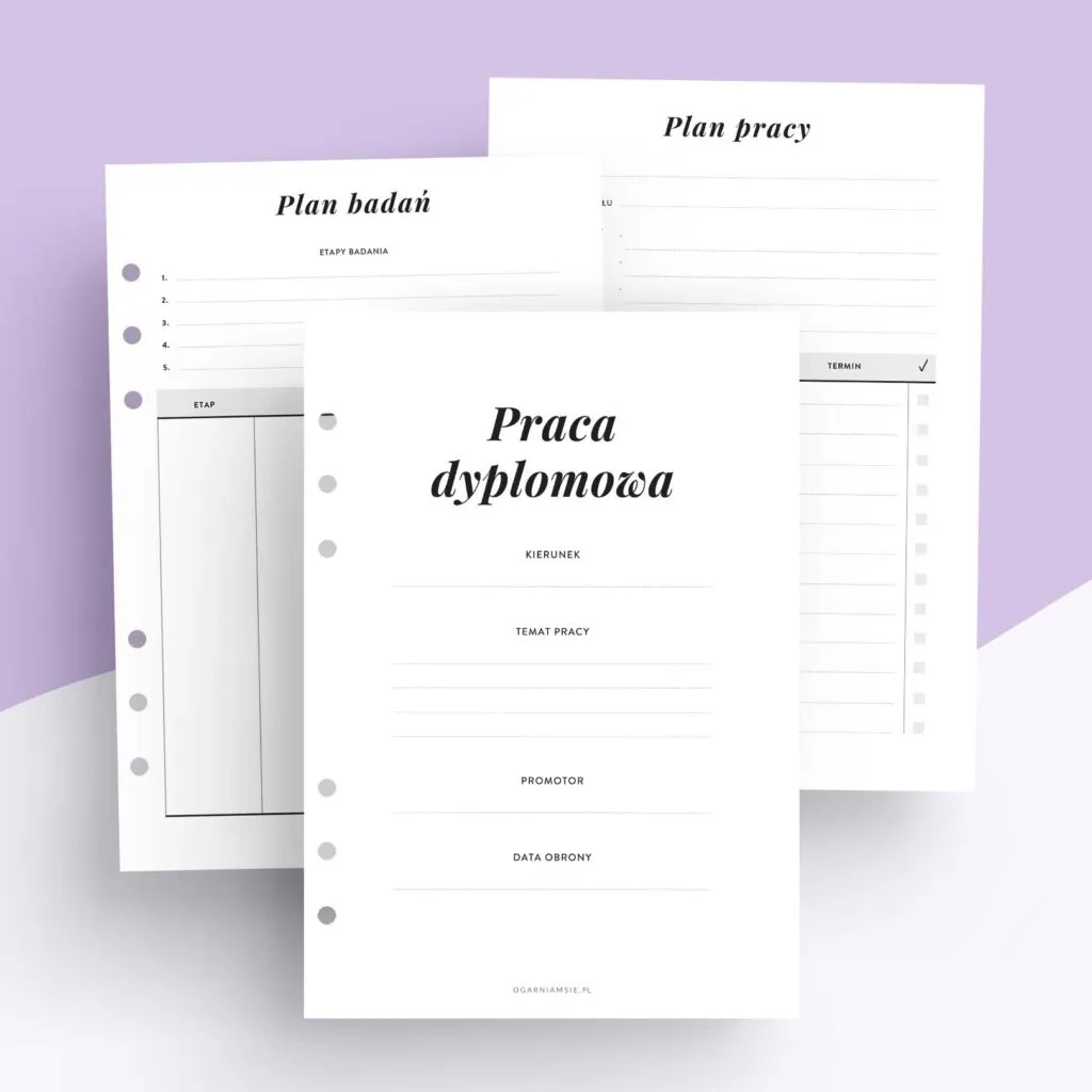 Praca dyplomowa - wkład do organizera