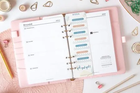 Suchościeralne przekładki do organizera "Woda, posiłki, zadania"