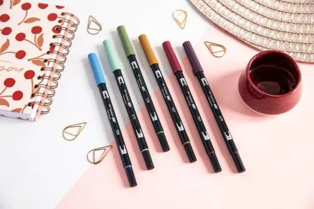 Markery do kaligrafii | Zestaw 6 dwustronnych flamastrów ABT "Natural"