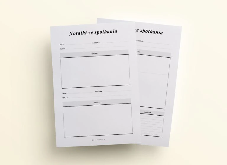 Notatki ze spotkań - wkład do organizera