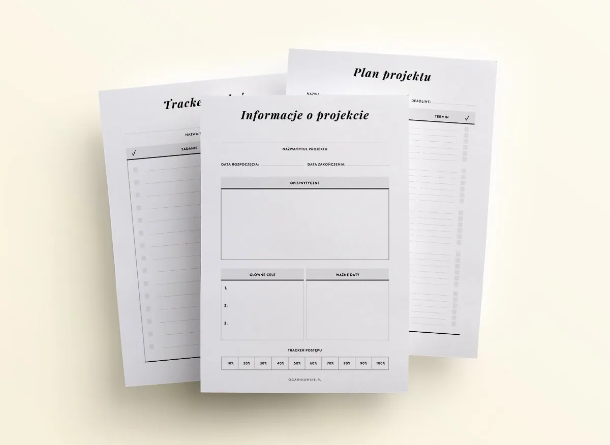 Planer projektów - wkład do organizera