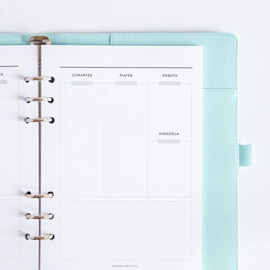 Tydzień na dwóch stronach w pionie