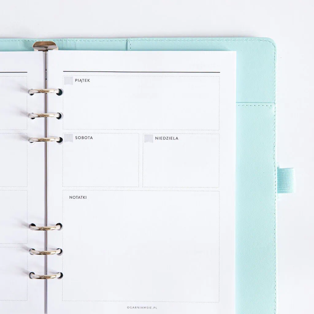 Tydzień na dwóch stronach w poziomie