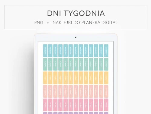 Naklejki do planera cyfrowego - Dni Tygodnia