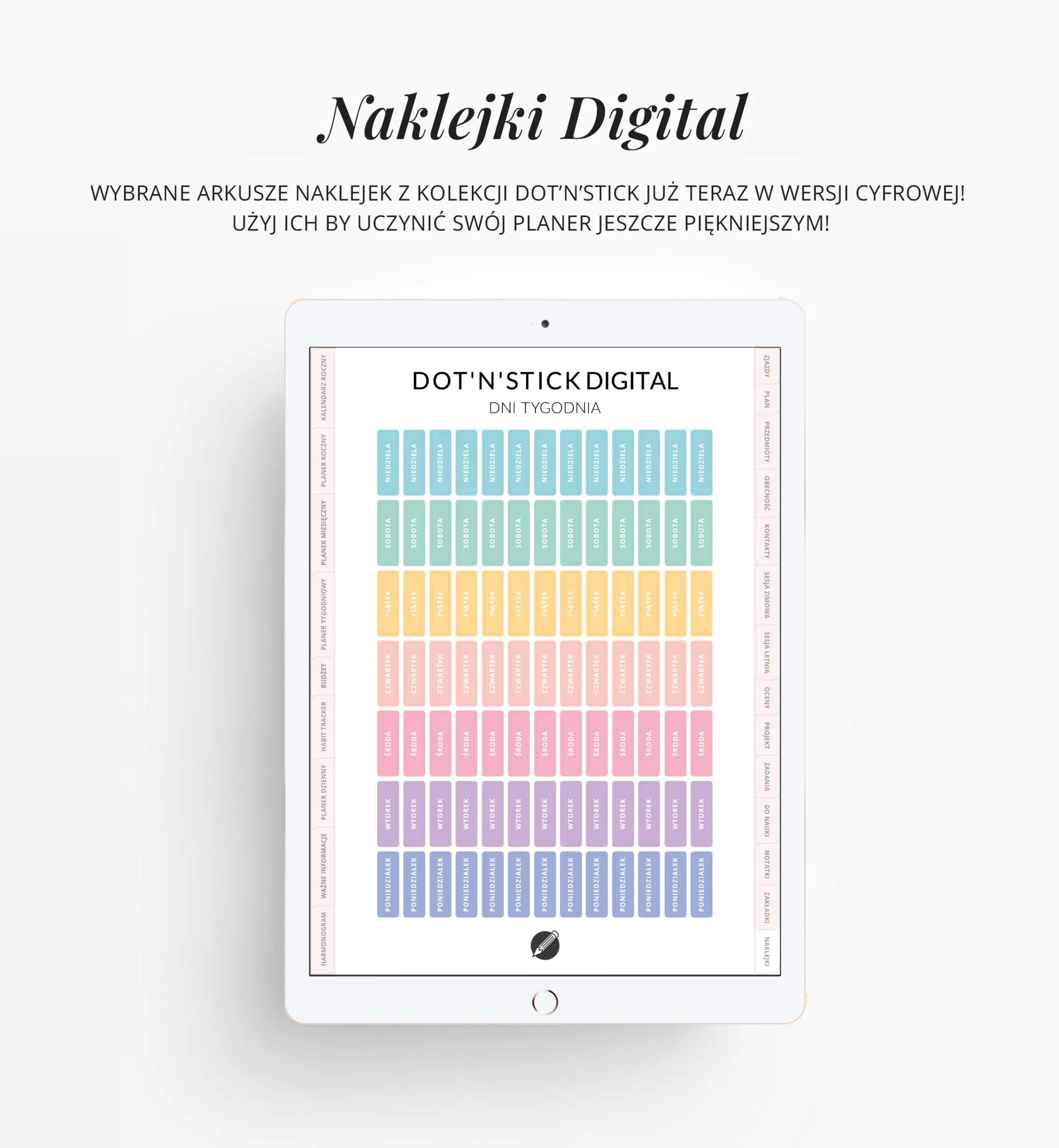 Naklejki do planera cyfrowego - Dni Tygodnia - obrazek 2