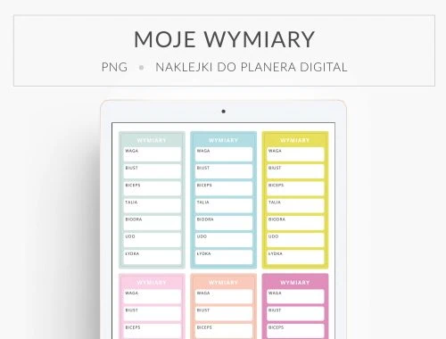 Naklejki do planera cyfrowego - Moje wymiary
