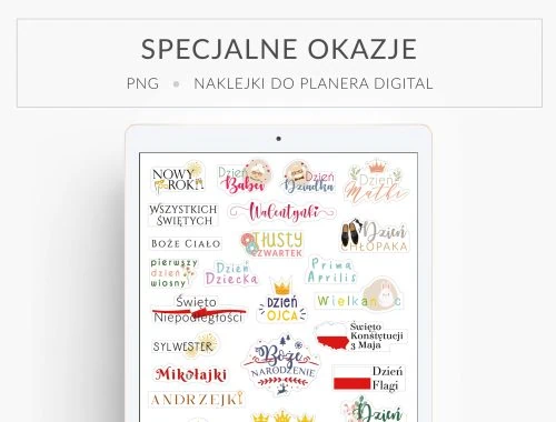 Naklejki do planera cyfrowego - Specjalne okazje