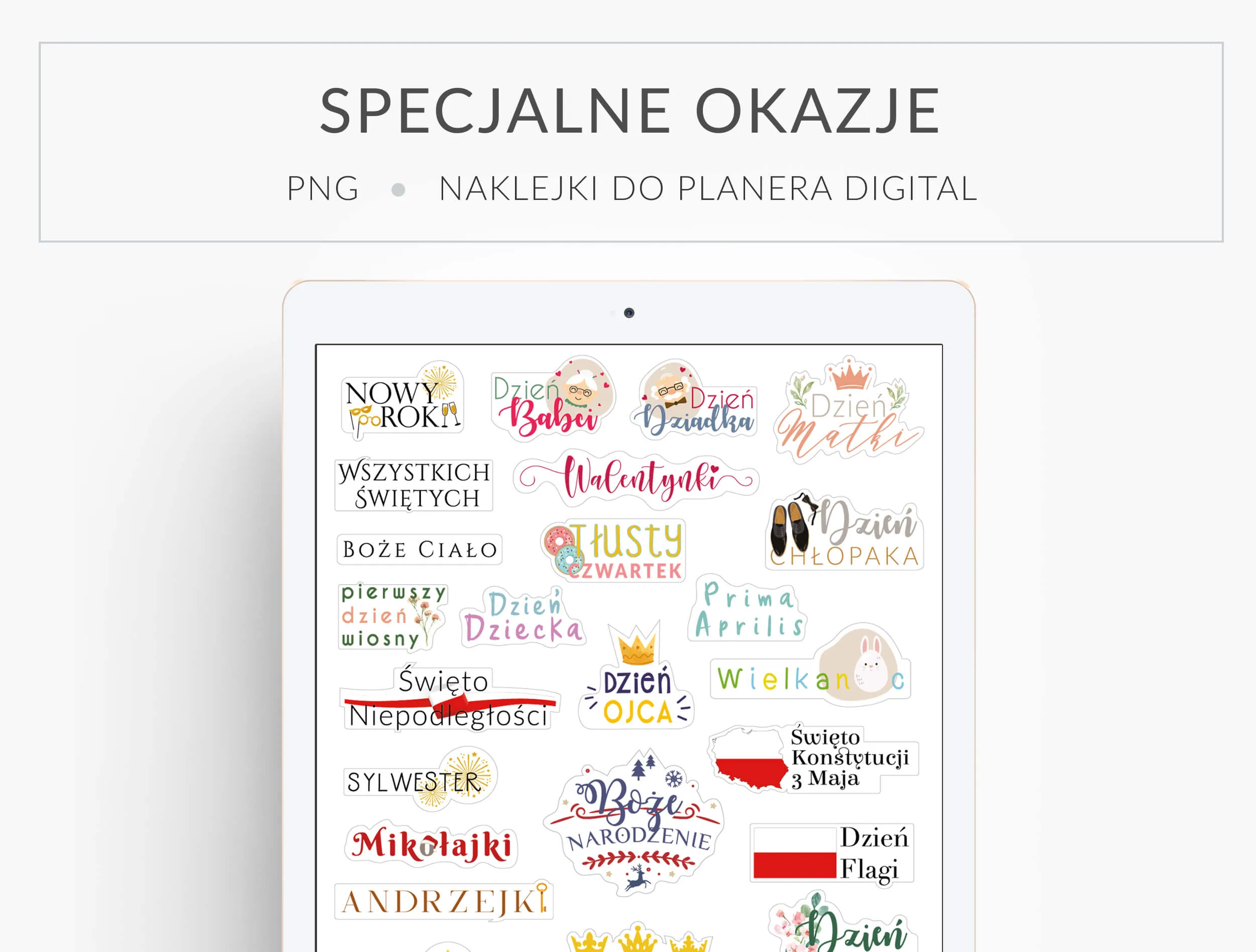 Naklejki do planera cyfrowego - Specjalne okazje