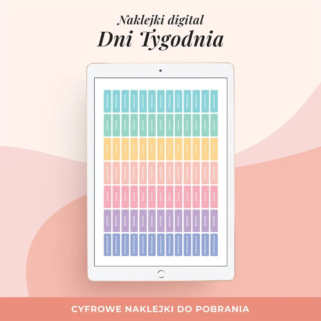 Naklejki do planera cyfrowego - Dni Tygodnia