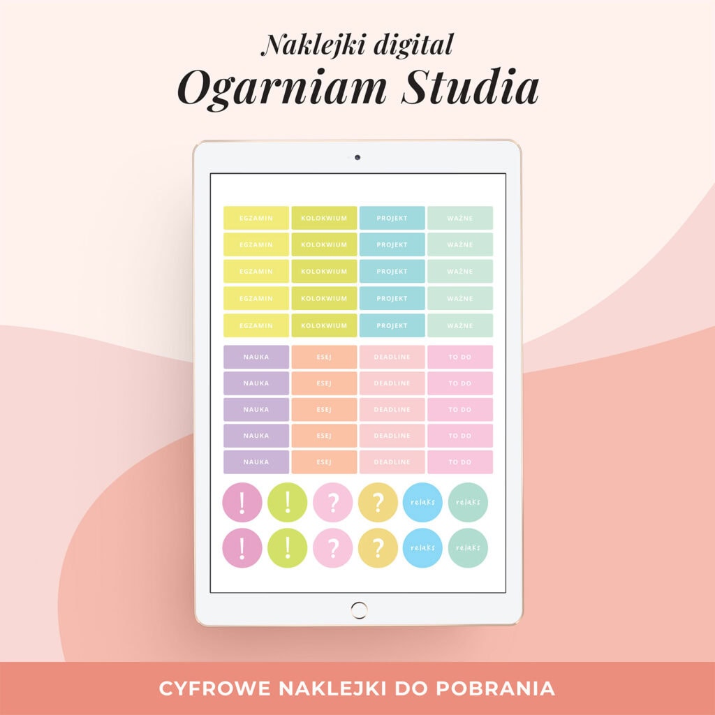Naklejki do planera cyfrowego - Ogarniam Studia
