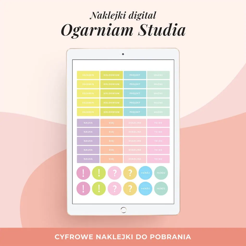Naklejki do planera cyfrowego - Ogarniam Studia