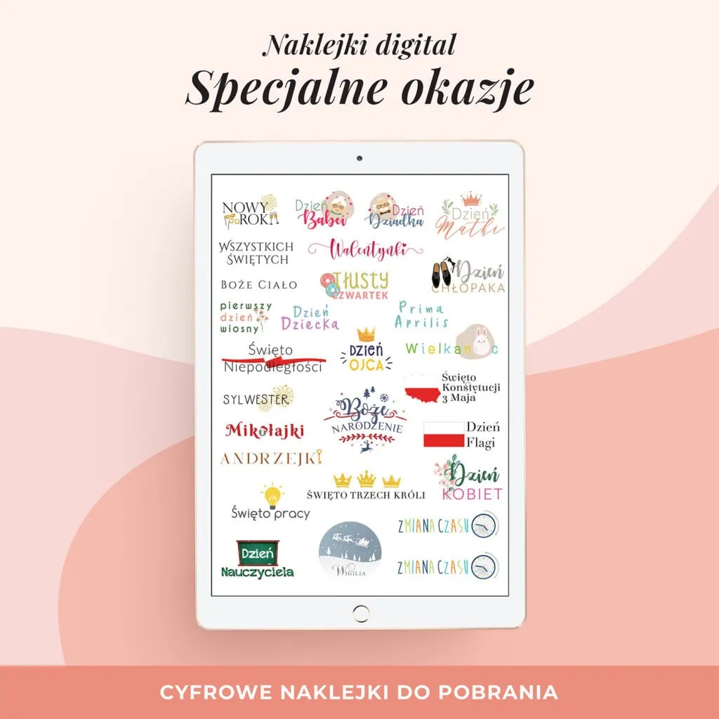 Naklejki do planera cyfrowego - Specjalne okazje